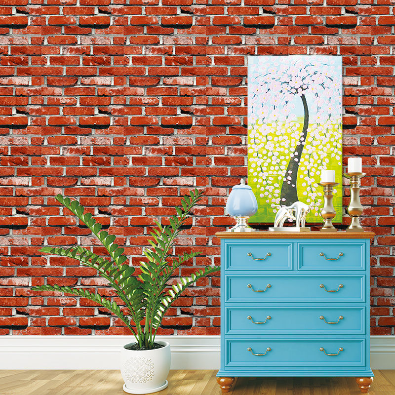 Peel And Stick Brick Wallpaper Stone Red Decorative Plastic Wallpapers Decorativos Self-adhesive