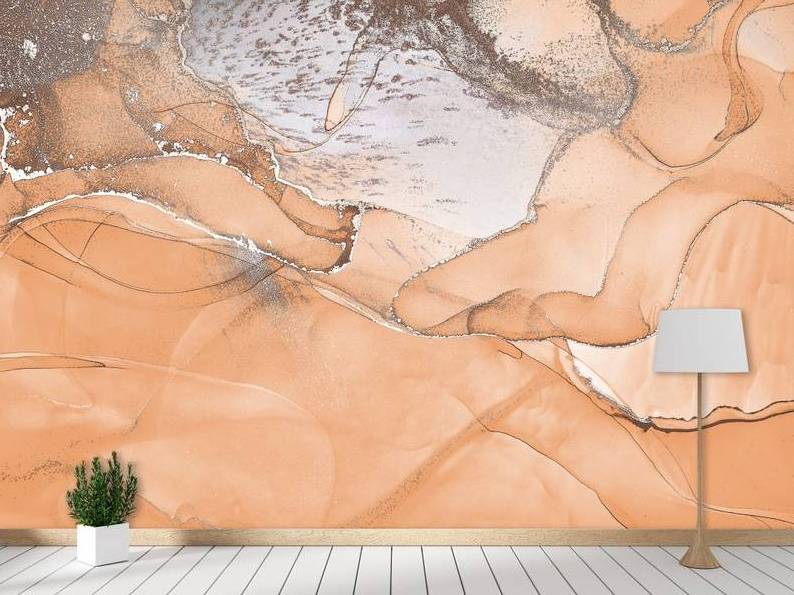 Abstract Mural Peach Fuzz Wallpaper Wall Mural Marble Modern Wallpaper Accent Wall Decor