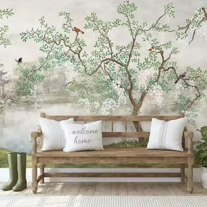 Chinoiserie Wallpaper Vintage Decor Wall Mural Birds Trees Floral Wallpaper Bedroom Nursery Peel and Stick Wallpaper