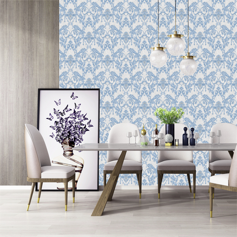 Wallpapers for Living Room Luxury 4 feet Wide Waterproof PVC Stick And Peel Blue Wallpaper Rolls