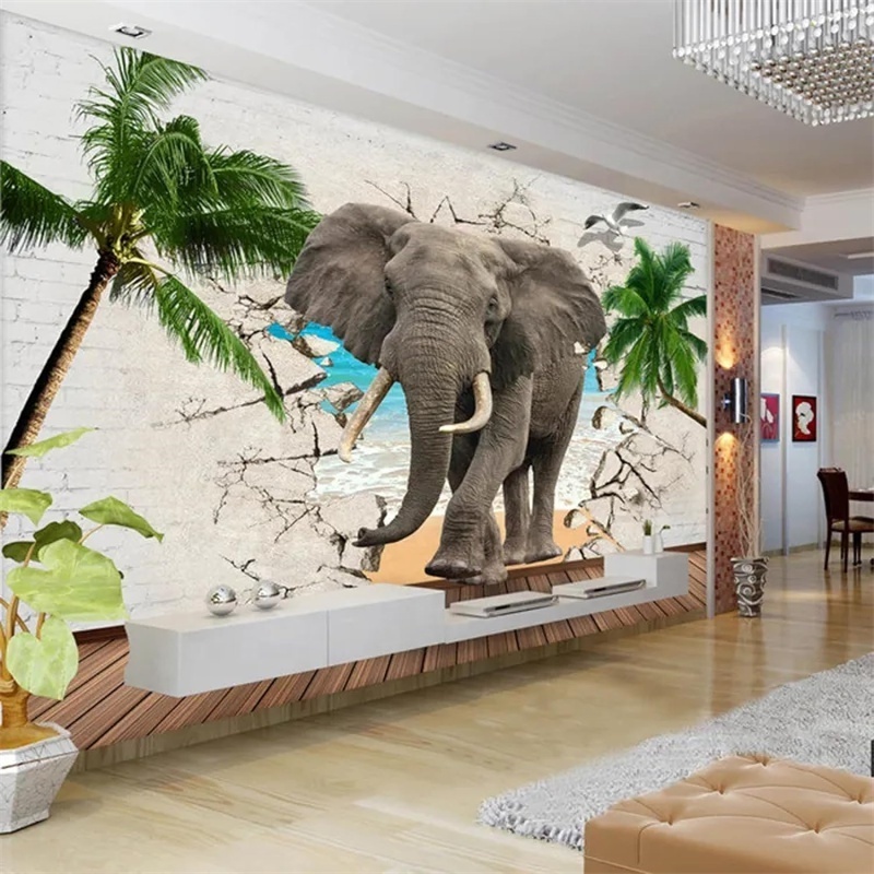 Safari Jungle Animals Wall Mural Self-adhesive Kids Wallpaper 3D Bedroom Murals