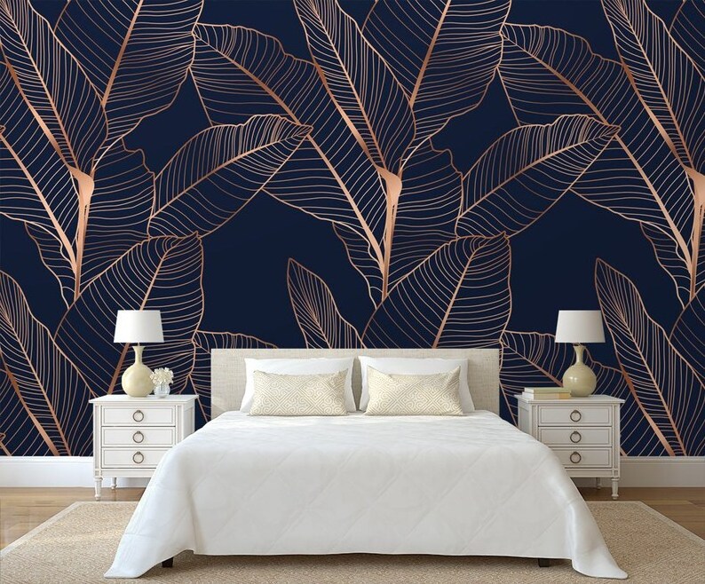 Banana palm tree leaves luxury style Wallpaper,ropical jungle forest Peel and Stick modern art Home Decor Wall mural