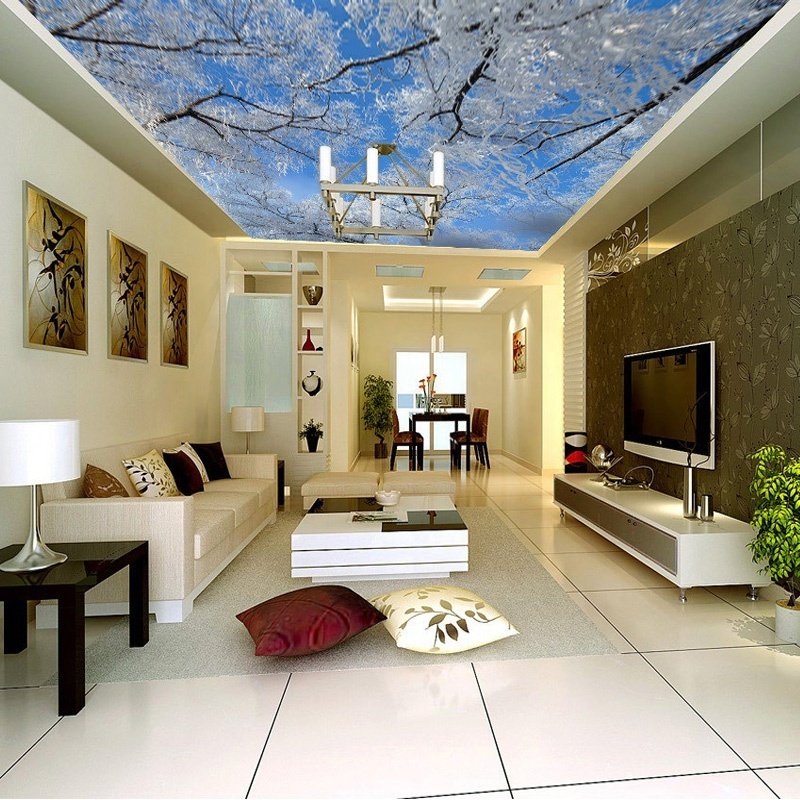 Ceiling Wallpaper Sky 3D Wall Papers Self-adhesive Wallpaper for Ceiling Mirror Sticker Wallpaper 3D