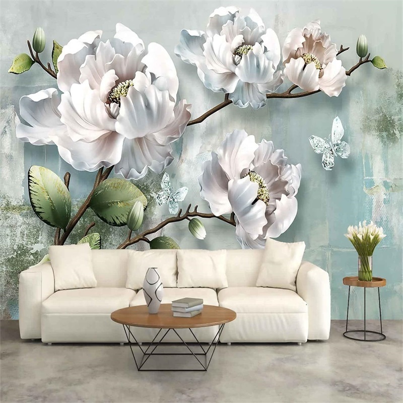 Wall Mural for Outdoor PVC Wallpaper Sticker Self-adhesive Wall Mural Peonies