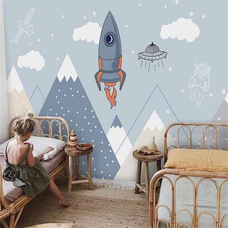 Wall Murals Wallpaper for Kids Room Cart Ceiling Wall Paper 3D Mural Wallpaper Sky Carved Wood Mural Wall Art