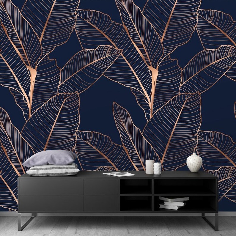 Banana palm tree leaves luxury style Wallpaper,ropical jungle forest Peel and Stick modern art Home Decor Wall mural