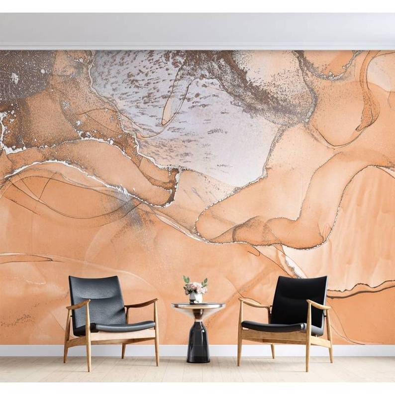 Abstract Mural Peach Fuzz Wallpaper Wall Mural Marble Modern Wallpaper Accent Wall Decor