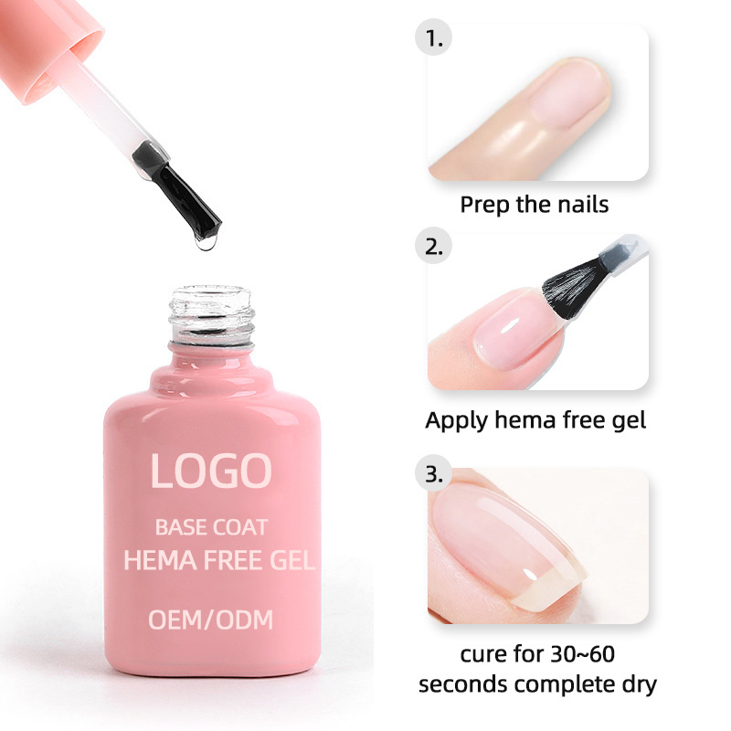 CCO Factory Price Private Label nail Glue Base Coat Hema Free Gel Base and Top Coat Professional Salon