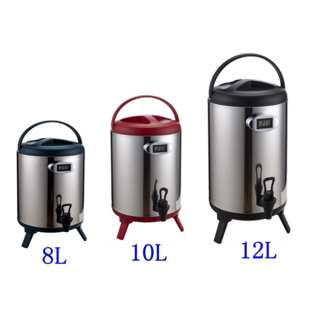 Multi specification double layer foam stainless steel insulation bucket with thermometer milk tea insulation bucket