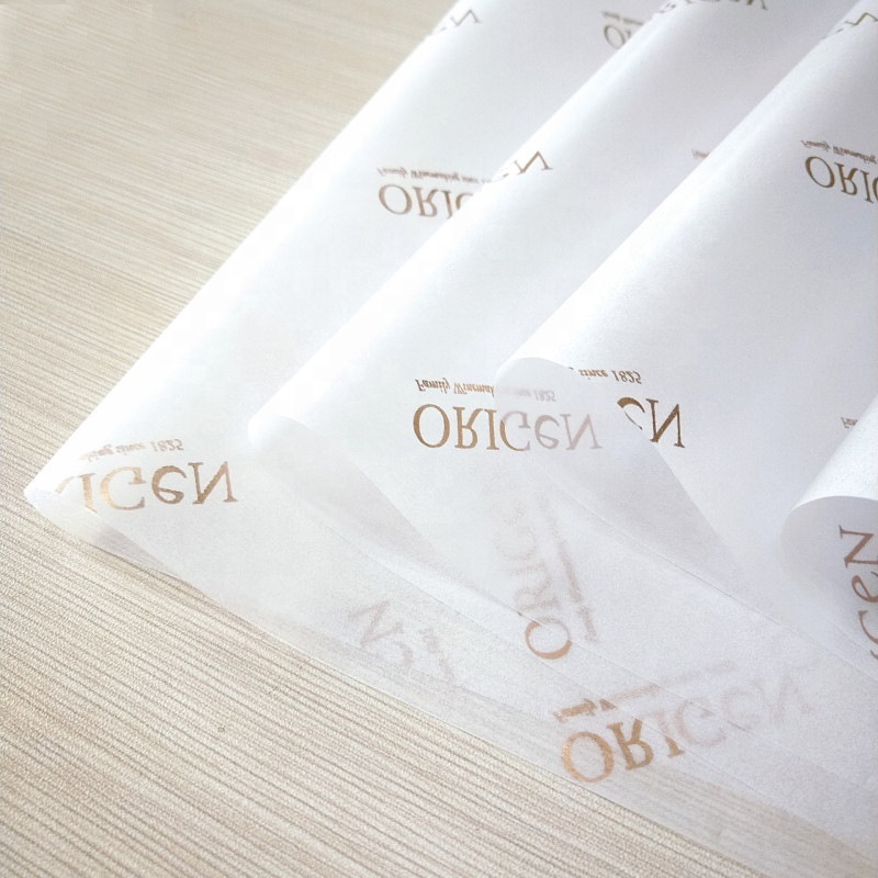 Custom logo Thin Tissue Paper hot stamping foil OEM design gift paper wrapping customize paper