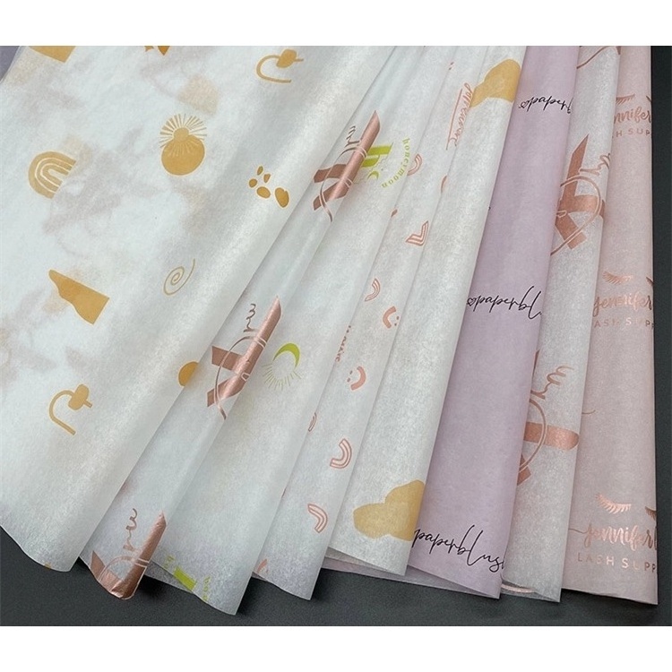 Custom logo Thin Tissue Paper hot stamping foil OEM design gift paper wrapping customize paper