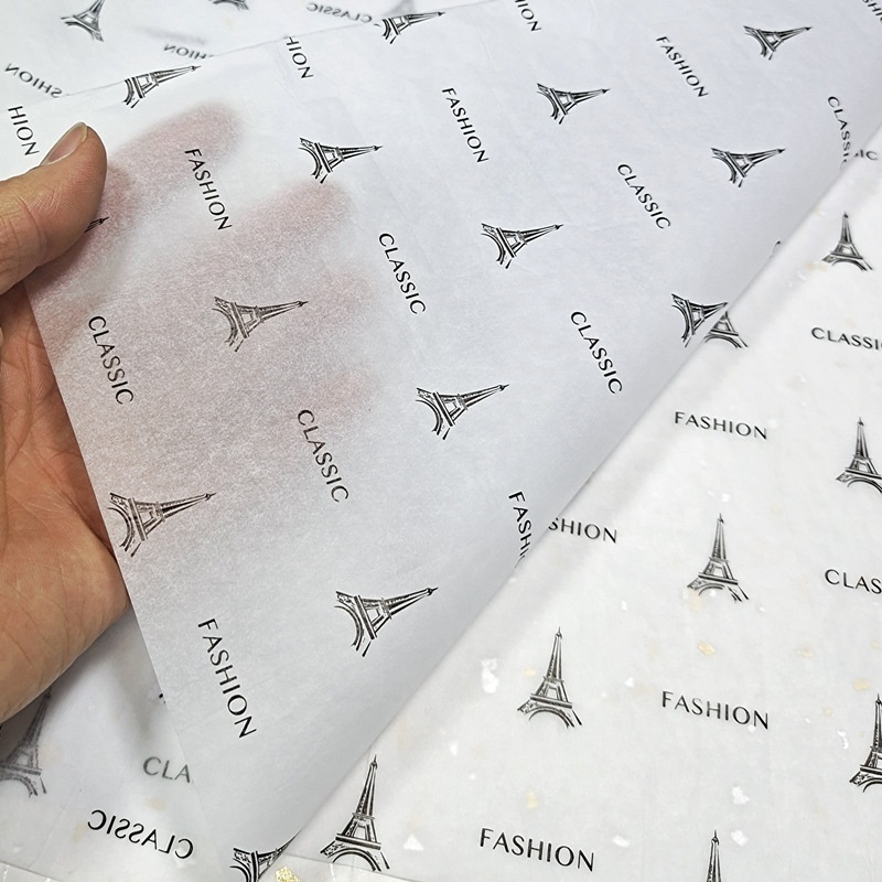 Custom logo Thin Tissue Paper hot stamping foil OEM design gift paper wrapping customize paper