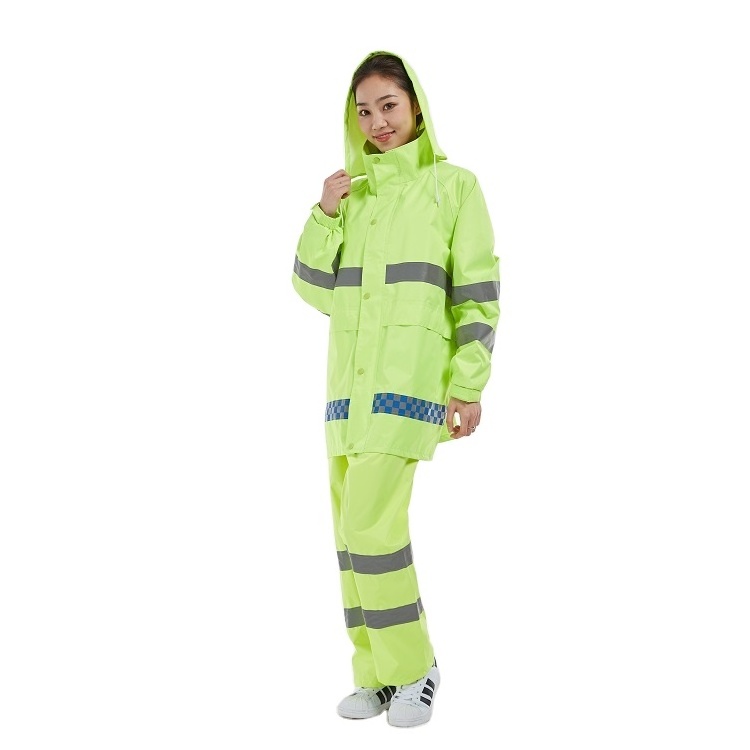 Oxford Polyester Traffic Security Waterproof Reflective Safety Raincoat Jacket