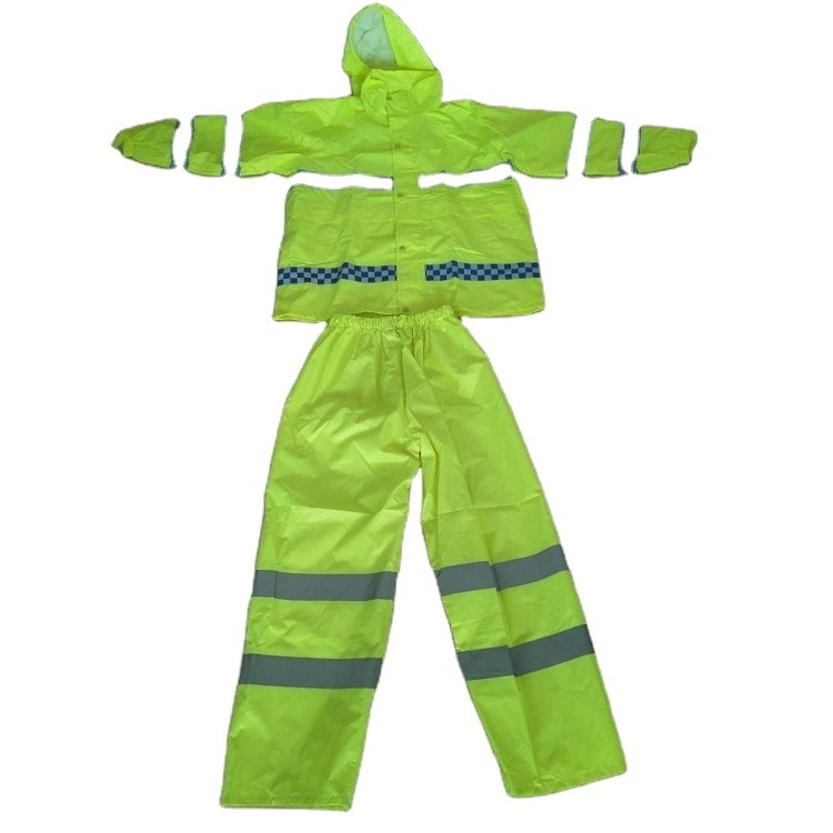 Oxford Polyester Traffic Security Waterproof Reflective Safety Raincoat Jacket