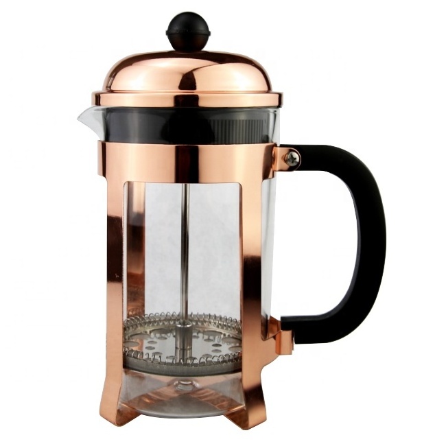 Amazon hot rose gold coffee plunger stainless steel high borosilicate glass french press