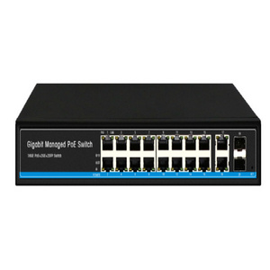 20 port network switch L2 managed 300w 16 port gigabit poe switch with 2 sfp 2 utp