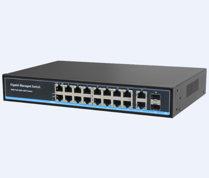 16 + 2rj45 + 2sfp port gigabit switch L2 managed switch poe 48v for surveillance systems cctv ip camera