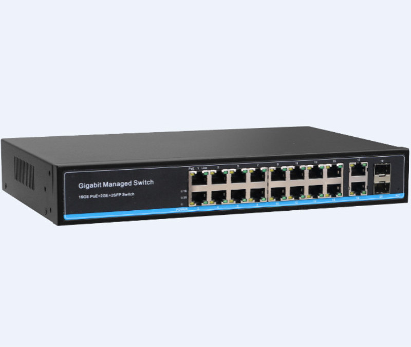 16 + 2rj45 + 2sfp port gigabit switch L2 managed switch poe 48v for surveillance systems cctv ip camera