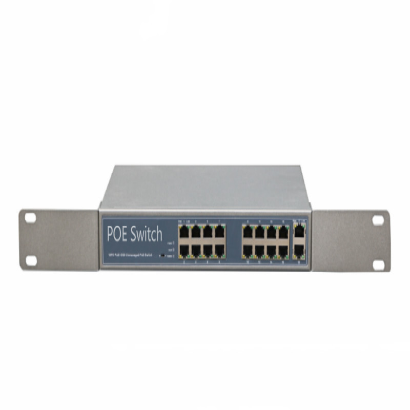 with 2 gigabit rj45 uplink 300w high power 16 port poe switch 24v for unifi video camera G3 dome