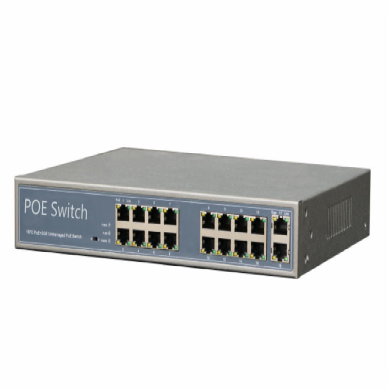 with 2 gigabit rj45 uplink 300w high power 16 port poe switch 24v for unifi video camera G3 dome