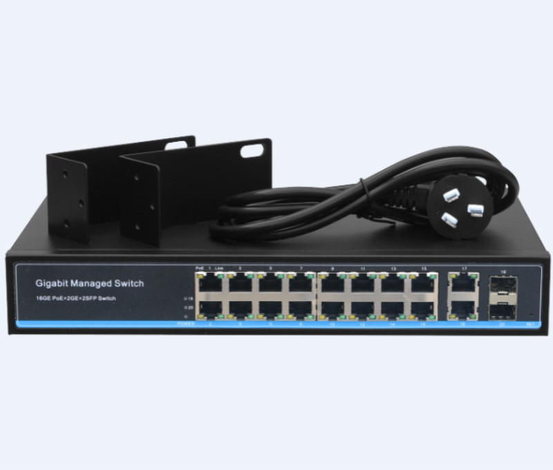 L2 Managed VLAN LACP IGMP SNMP SSH Network Management Switch 2 RJ45 2 SFP Optical Fiber 16 port Gigabit POE Ethernet Switch