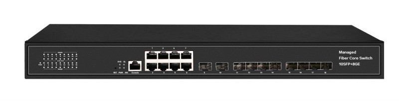 10 port sfp 8 rj45 1 Console L2 Managed Fiber Optic Media Converter 10/100/1000M Optical Fibre Switch 18 ports