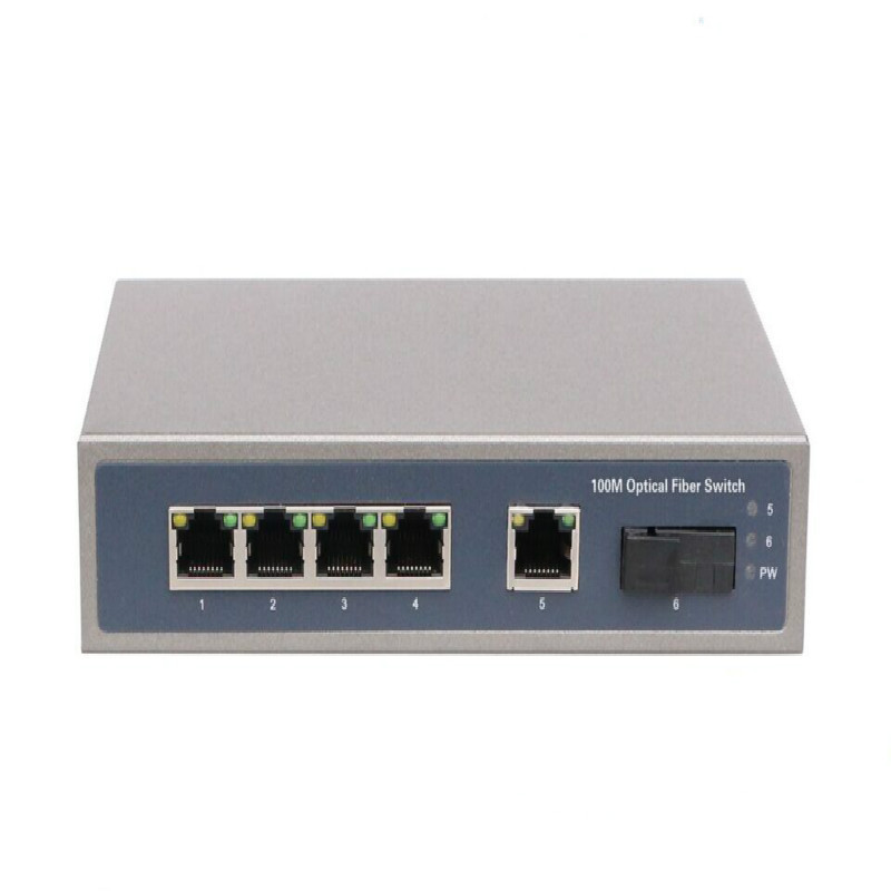 OEM 5v 9v 12v 15v 5 port fibre network switch with 1 port fiber optic sc uplink