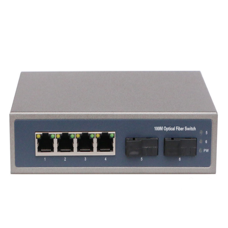 Factory 4+2 fiber sc port ethernet switch 12v