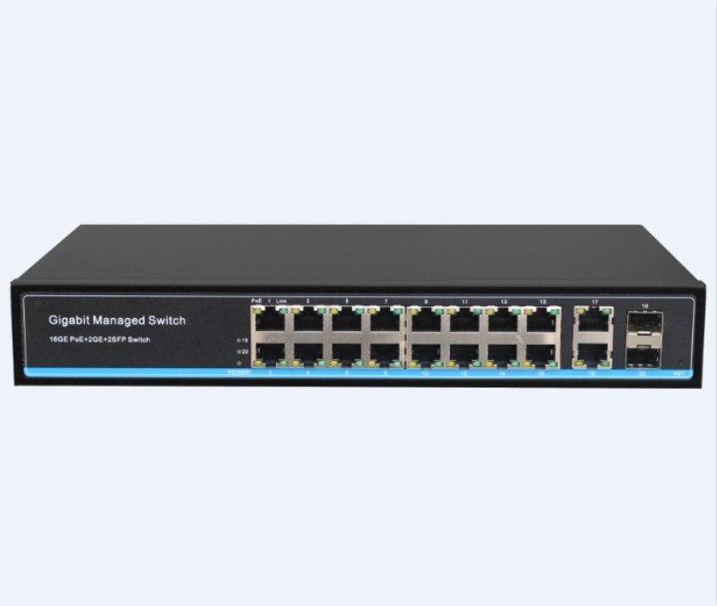 L2 Managed VLAN LACP IGMP SNMP SSH Network Management Switch 2 RJ45 2 SFP Optical Fiber 16 port Gigabit POE Ethernet Switch