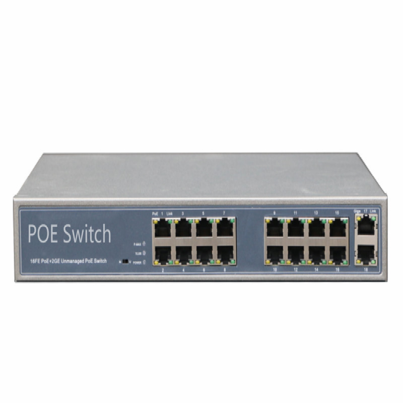 with 2 gigabit rj45 uplink 300w high power 16 port poe switch 24v for unifi video camera G3 dome