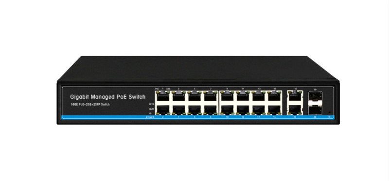 20 port network switch L2 managed 300w 16 port gigabit poe switch with 2 sfp 2 utp