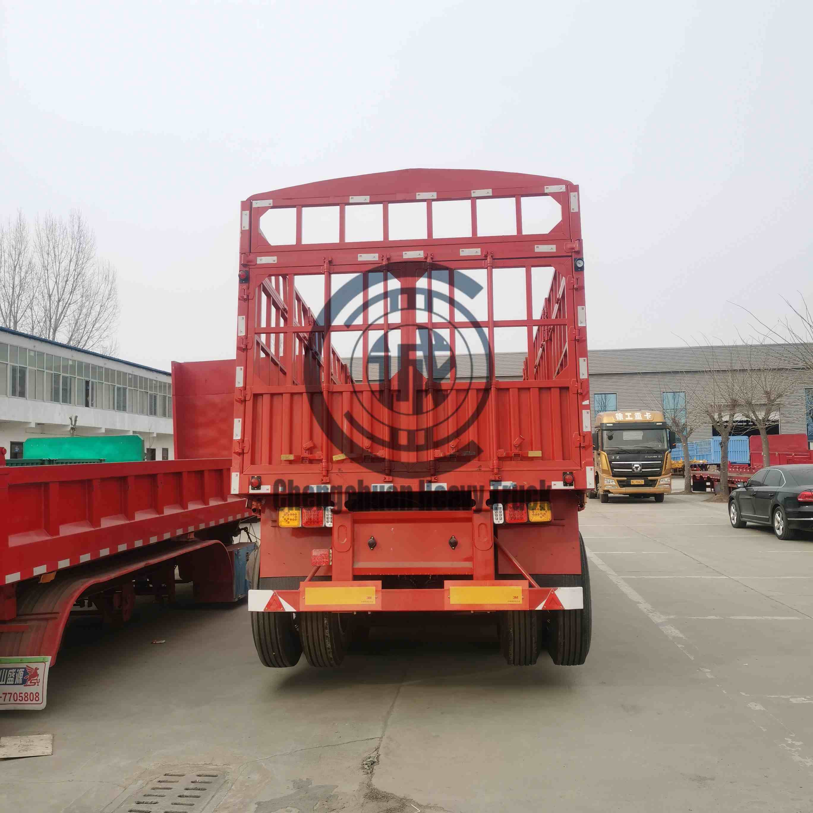 New  40ft 60ton Sidewall Side Wall Drop Side Truck Trailer For Sale Customized Sugar Cane Harvest Stake Fence Semi Trailer