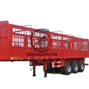 New  40ft 60ton Sidewall Side Wall Drop Side Truck Trailer For Sale Customized Sugar Cane Harvest Stake Fence Semi Trailer