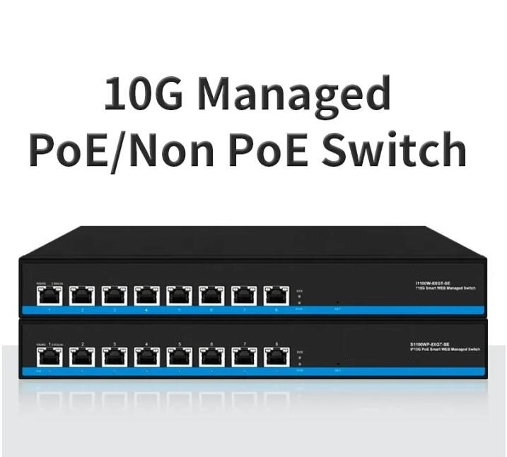 10 Gigabit PoE or Without PoE Ethernet Switch 8*10gbps RJ45 Port Network Plug and Play 10gbe 10gb 10000mbps