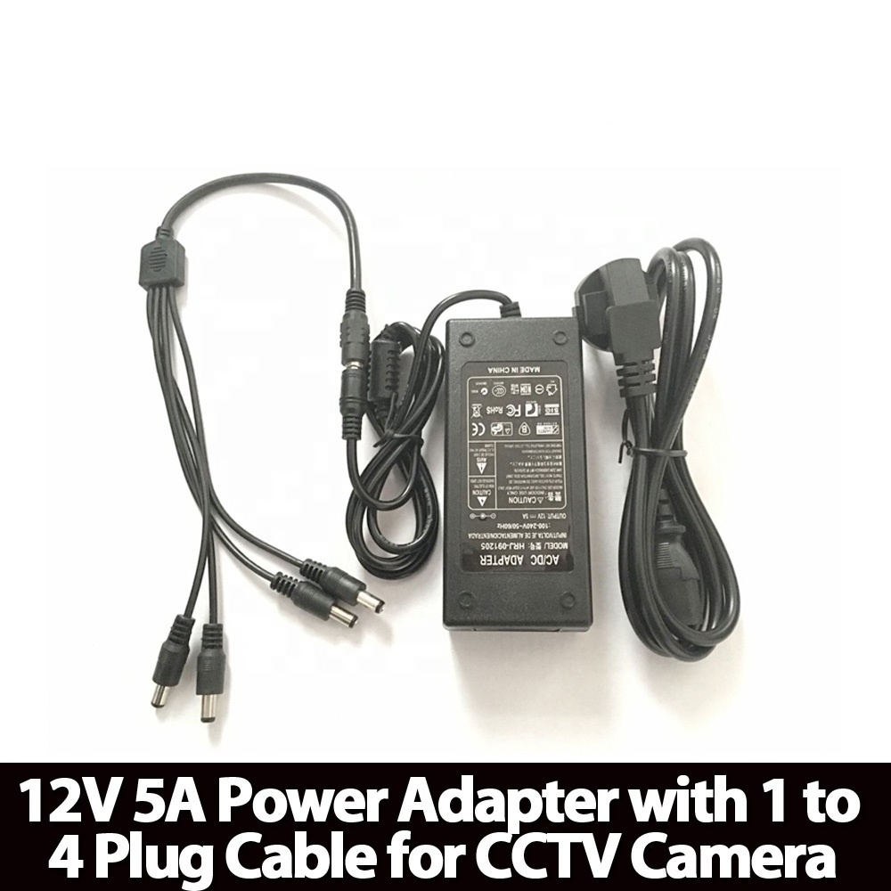 12V 5A Power Supply with 8 Way DC Splitter Power Cable For CCTV Camera Laptop Solar LED 12V 5A AC DC Power Adapter