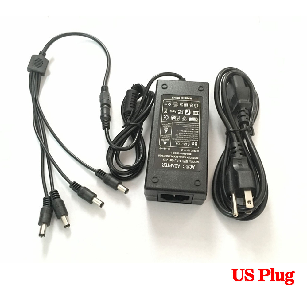 12V 5A Power Supply with 8 Way DC Splitter Power Cable For CCTV Camera Laptop Solar LED 12V 5A AC DC Power Adapter