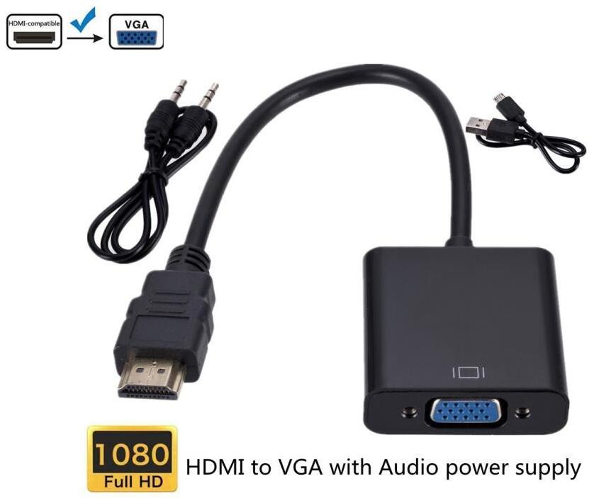 HDMI to VGA with audio video Cable Converter Digital Analog HD 1080P For PC Laptop Tablet HDMI Male To VGA Famale Adapter