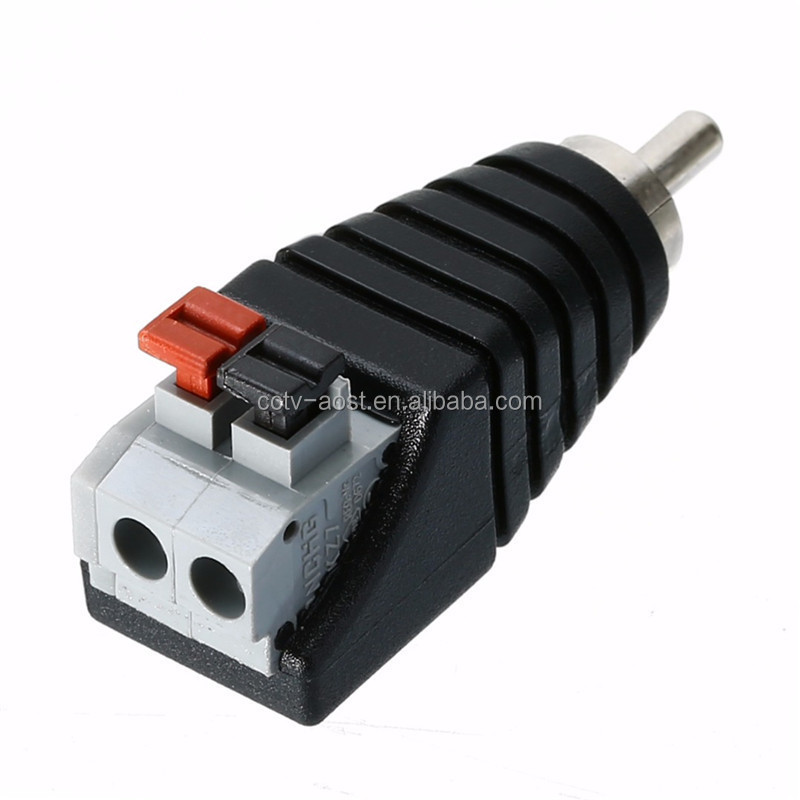 Speaker Wire Cable To Audio Male RCA Connectors Adapter Jack Press Plug Connector For Multimedia