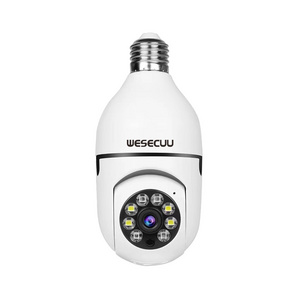 WESECUU Smart home light bulb lamp wifi 2MP camera 360 Degree pnaoramic wireless IR Security VR CCTV Camera