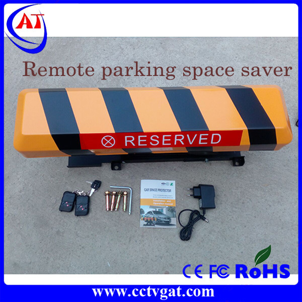 Responding distance 30m Cold Rolled Steel remote control car parking lock contains 12Volt Battery and Installation Screws