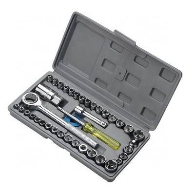 40pcs Socket Wrench Socket Set 1/2" 1/4" 3/8" Reversible Ratchet Handle Drive Ratchet Wrench BitsTool with Case