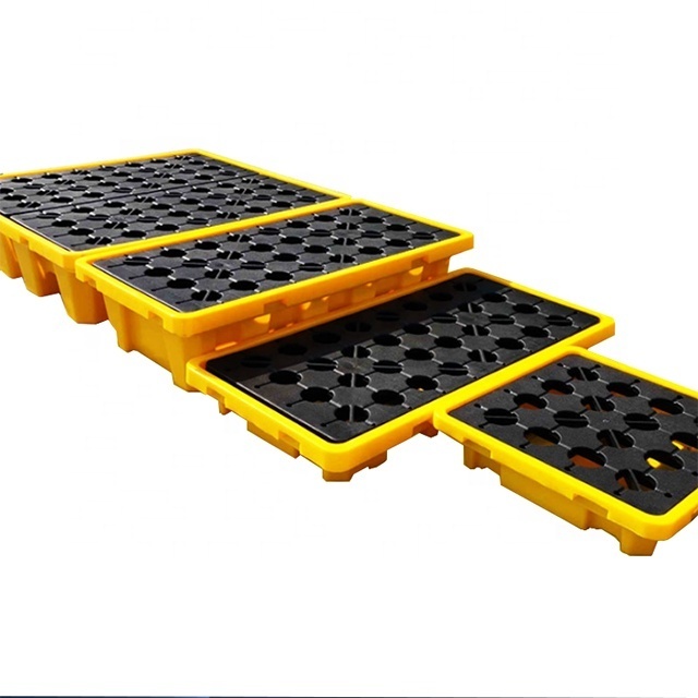 Heavy duty plastic pallet box spill tray for chemical spill containment pallet