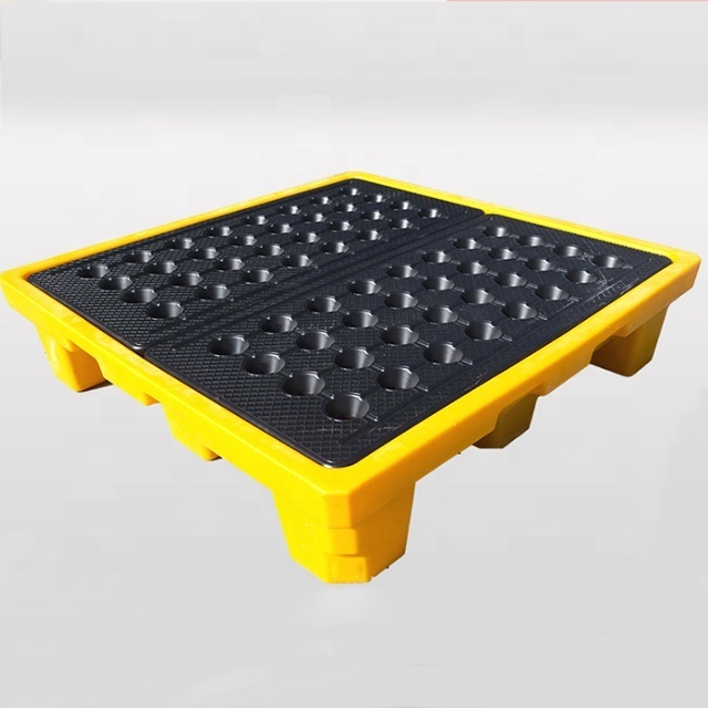 Heavy duty plastic pallet box spill tray for chemical spill containment pallet