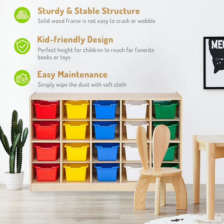 Montessori Wooden Kids Toy Storage For Kindergarten 2 Shelf Organizer Cabinets Block Kindergarten Cabinet For Toddler