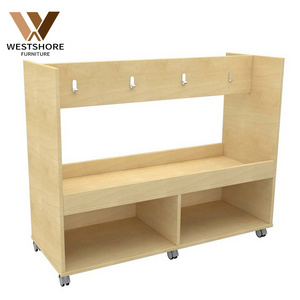 Kids School Furniture Daycare Storage Cabinet With Casters For Toy Collection Dress Up Trolley