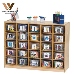 Kids Toy Storage Organizer with Kids Toy Shelf and Multi Toy Bins Wooden Kindergarten Furniture Storage Box Cabinet Sets