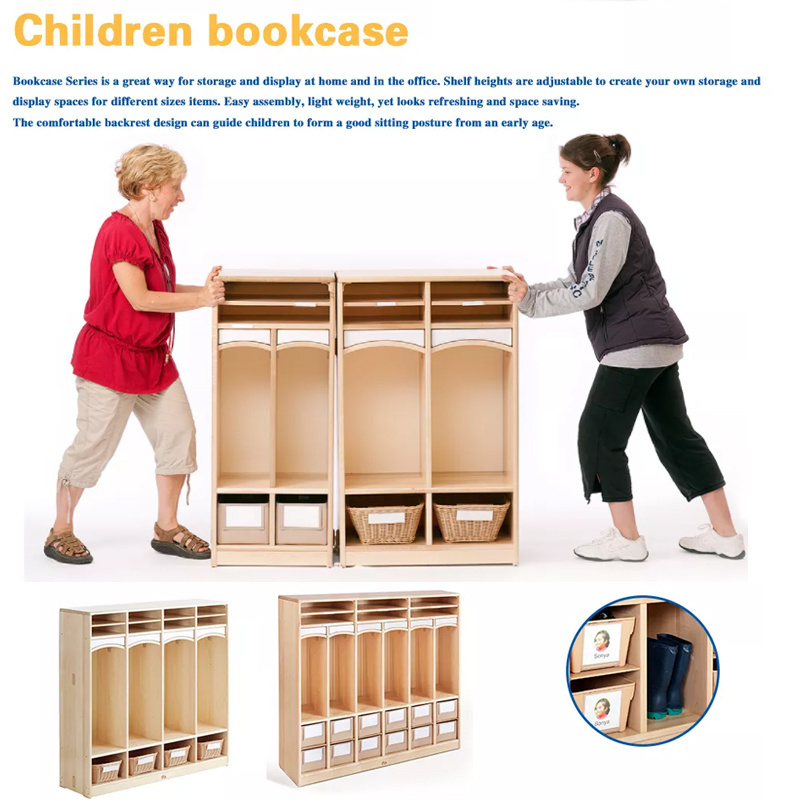 Kindergarten 4-Shelf Clothes Shoes Cubbies Lockers For Montessori Daycare Nursery Baby Clothes Shoes School Bags Storage