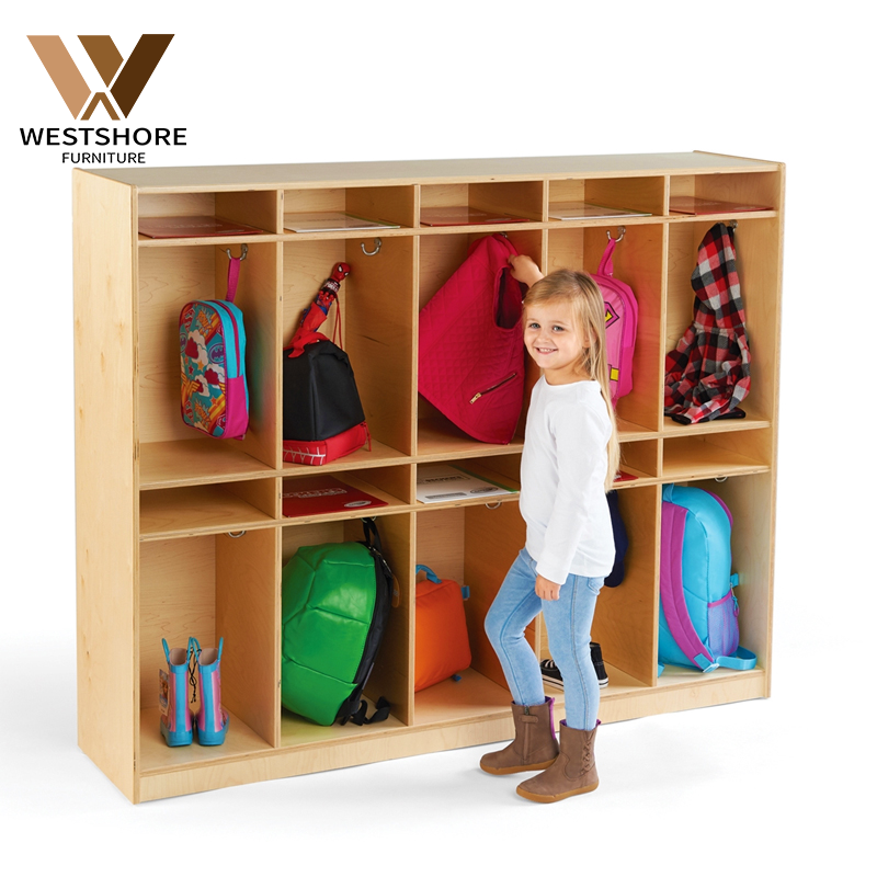 Kindergarten 4-Shelf Clothes Shoes Cubbies Lockers For Montessori Daycare Nursery Baby Clothes Shoes School Bags Storage