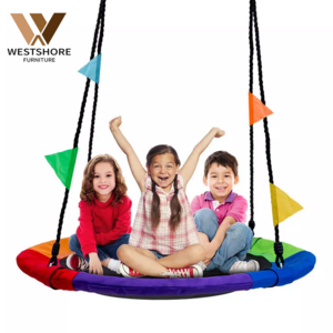 Backyard Playground 40 Inch Multi-color Rainbow Tree Swing Disc Indoor/outdoor Round Mat Kids Saucer Tree Swing For Swing Sets