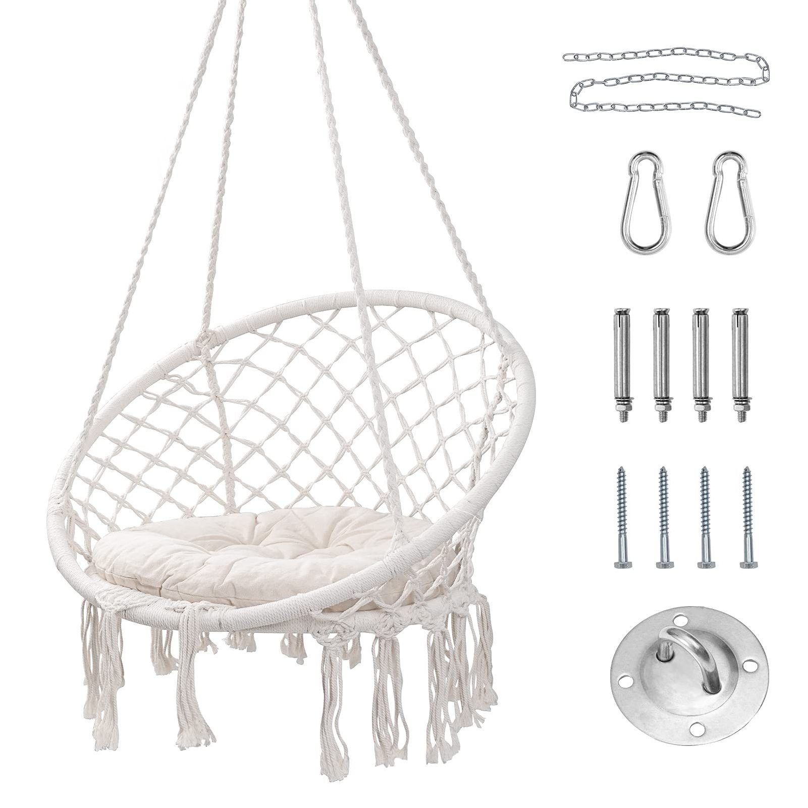 Wholesale Outdoor Hammock Chair Macrame Swing Adult Cotton Rope Hanging Swing Chair Hammock Chair